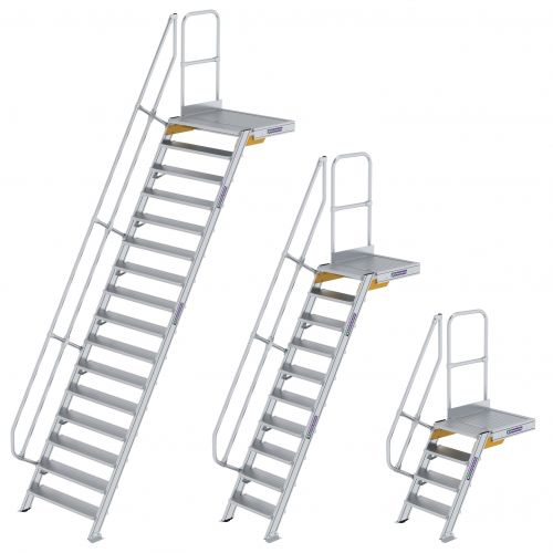 MUNK Treppe mit Plattform 60° inkl. einen Handlauf, 800mm Stufenbreite, 11 Stufen