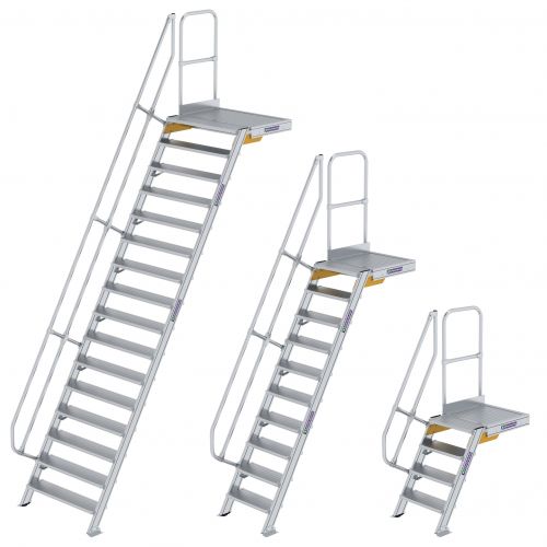 MUNK Treppe mit Plattform 60° inkl. einen Handlauf, 800mm Stufenbreite, 9 Stufen