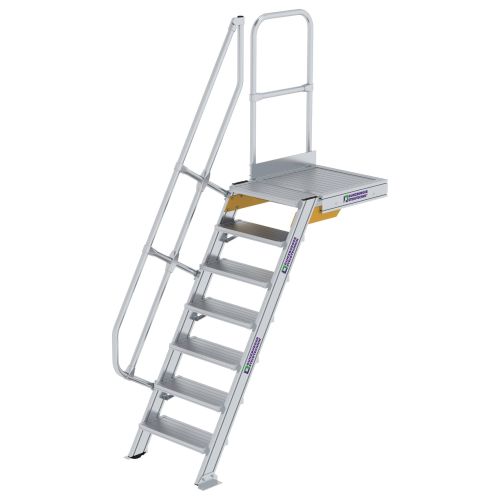 MUNK Treppe mit Plattform 60° inkl. einen Handlauf, 600mm Stufenbreite, 7 Stufen