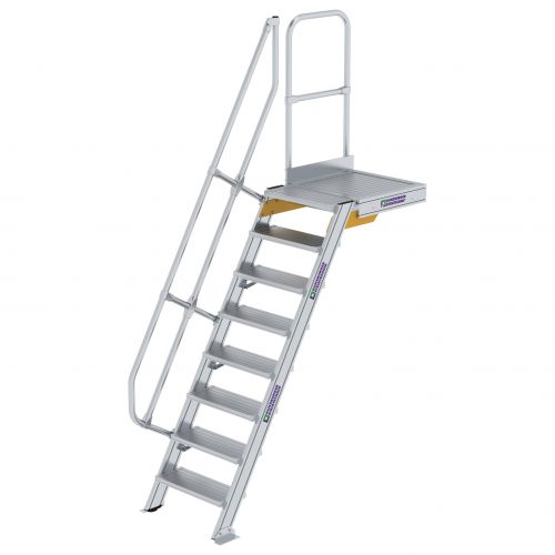 MUNK Treppe mit Plattform 60° inkl. einen Handlauf, 600mm Stufenbreite, 8 Stufen