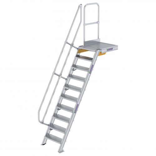 MUNK Treppe mit Plattform 60° inkl. einen Handlauf, 600mm Stufenbreite, 10 Stufen