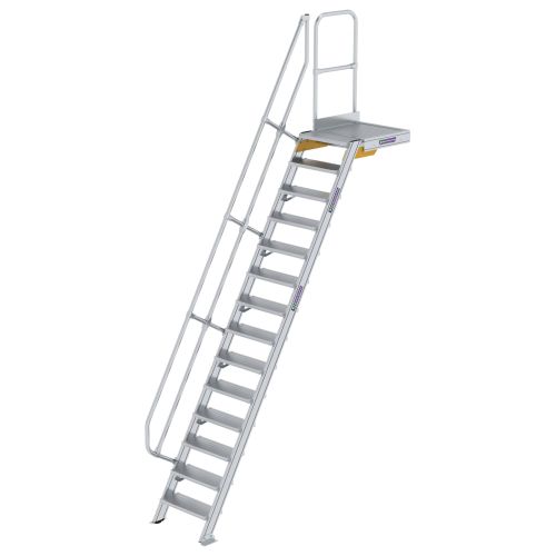 MUNK Treppe mit Plattform 60° inkl. einen Handlauf, 600mm Stufenbreite, 14 Stufen