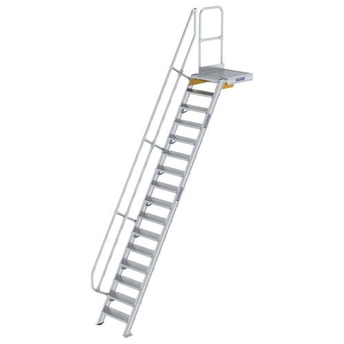 MUNK Treppe mit Plattform 60° inkl. einen Handlauf, 600mm Stufenbreite, 16 Stufen