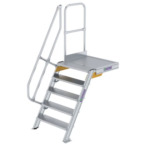 MUNK Treppe mit Plattform 60° inkl. einen Handlauf, 800mm Stufenbreite, 5 Stufen