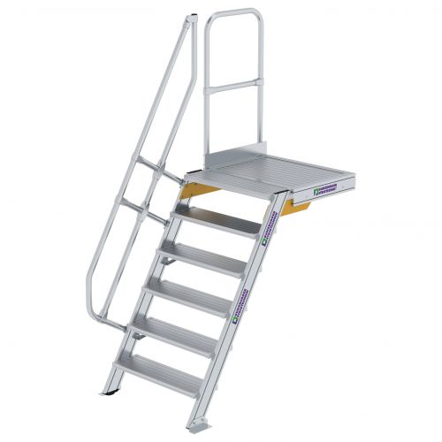 MUNK Treppe mit Plattform 60° inkl. einen Handlauf, 800mm Stufenbreite, 6 Stufen