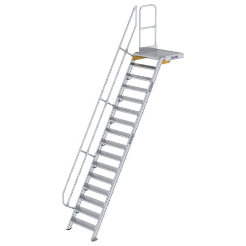 MUNK Treppe mit Plattform 60° inkl. einen Handlauf, 800mm Stufenbreite, 16 Stufen