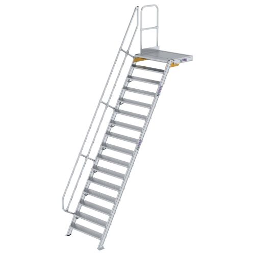 MUNK Treppe mit Plattform 60° inkl. einen Handlauf, 1000mm Stufenbreite, 16 Stufen