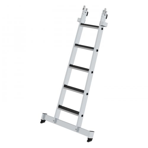 MUNK Stufen-Glasreinigerleiter mit nivello-Traverse clip-step R13, 5-stufiges Unterteil