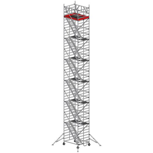 Euroline Gerüst 9523 mit Auslegern 1,50x1,80m und Treppenaufgang 14,35m AH