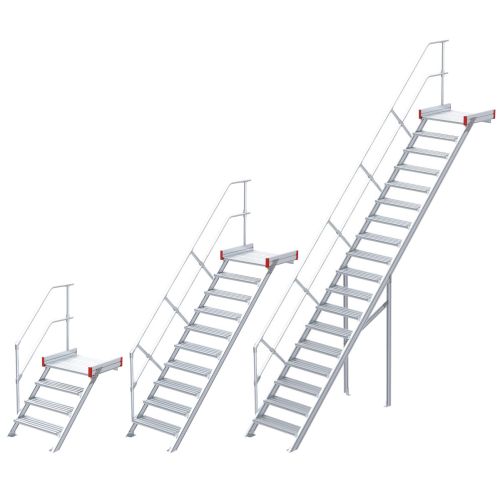 Euroline 511 Podesttreppe 45° 1000mm Stufenbreite 14 Stufen Stahl Gitterrost