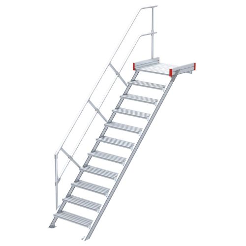 Euroline 511 Podesttreppe 45° 1000mm Stufenbreite 11 Stufen Alu gerieft