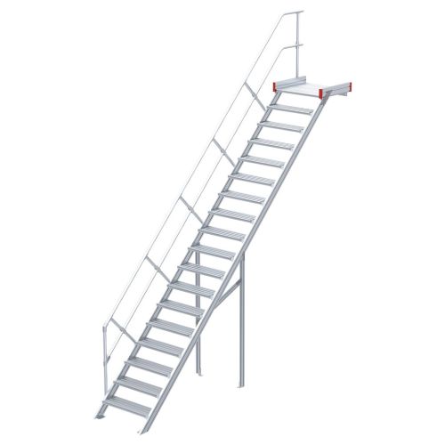 Euroline 511 Podesttreppe 45° 1000mm Stufenbreite 18 Stufen Alu gerieft