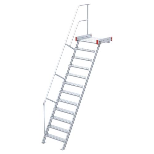 Euroline 511 Podesttreppe 60° 600mm Stufenbreite 12 Stufen Alu gerieft