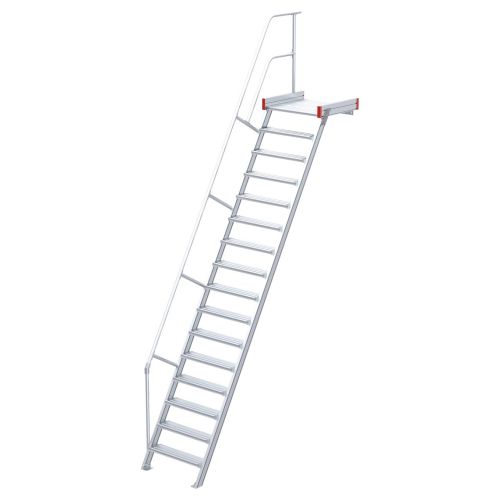 Euroline 511 Podesttreppe 60° 1000mm Stufenbreite 14 Stufen Alu gerieft