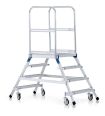 Zarges Podestleiter fahrbar mit 2x6 Stahl-Gitterrost-Stufen-small