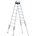 MUNK Aluminium Stehleiter, treppengängig, mit 4 Holmverlängerungen 2x8 Sprossen-small