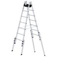 MUNK Aluminium Stehleiter, treppengängig, mit 4 Holmverlängerungen 2x7 Sprossen-small