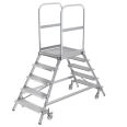 MUNK Podestleiter fahrbar Stahl-Gitterrost 2x5 Stufen-small