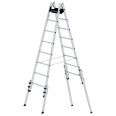 MUNK Aluminium Stehleiter treppengängig mit 4 Holmverlängerungen-small
