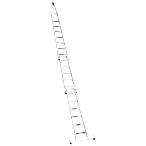 MUNK Stufen-Glasreinigerleiter mit nivello-Traverse clip-step R13, 5-stufiges Unterteil