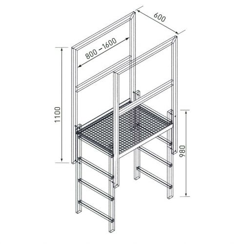 Zarges Ausstieg mit Übergang Aluminium eloxiert 800mm