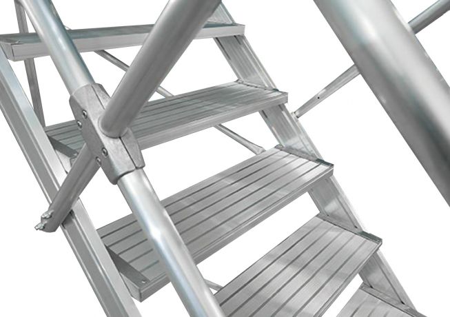 MUNK Treppen-Modul 1250mm Plattformoberkante Aluminium geriffelt 6 Stufen