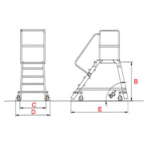 Euroline Premium 515 Mobile Podesttreppe einseitig, fahrbar