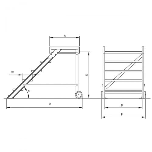 Euroline 514 Anstieg 45° 1000mm Stufenbreite 3 Stufen Alu gerieft