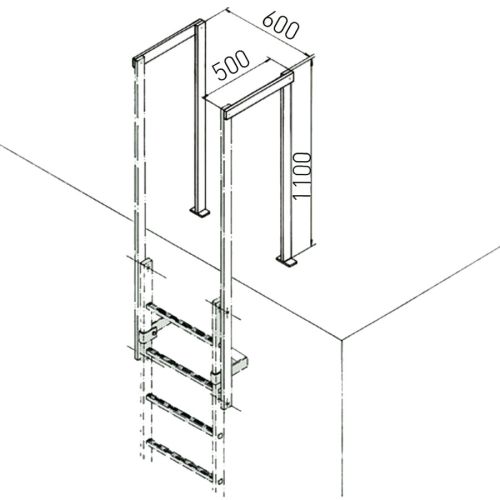 Zarges Ausstiegsgeländer 60x25mm