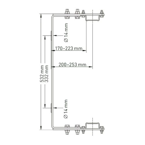 Zarges Wandhalter U-Bügelform verstellbar Stahl verzinkt 200-250mm Wandabstand