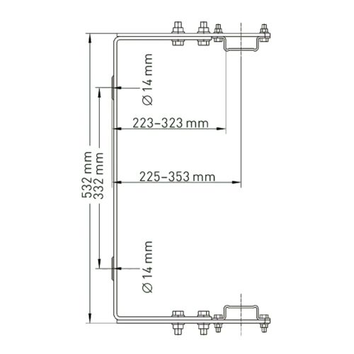 Zarges Wandhalter U-Bügelform verstellbar Edelstahl 250-350mm Wandabstand