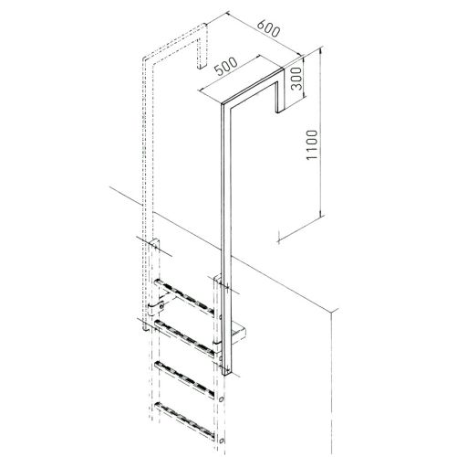 Zarges Ausstiegsholm abgewinkelt Edelstahl 60x25mm