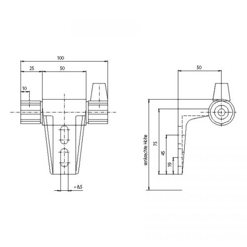 MUNK Schienenanlage Halter mit Endanschlag links