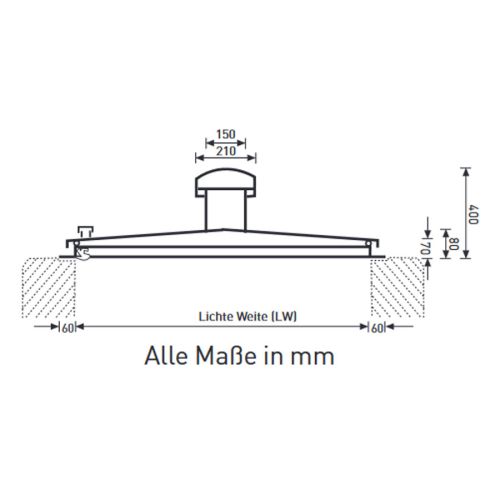 Zarges Brunnenabdeckung, eckig mit Belüftungskamin aus Stahl ohne Isolierung 800 mm x 800 mm