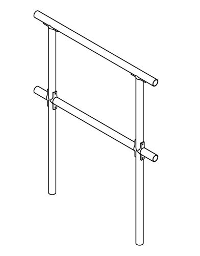 Euroline Stirngeländer für 511 Podesttreppe, 1000mm Stufenbreite