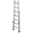 MUNK Aluminium Stehleiter, treppengängig, mit 4 Holmverlängerungen 2x7 Sprossen-small