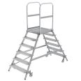 MUNK Podestleiter fahrbar Stahl-Gitterrost 2x6 Stufen-small