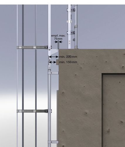 MUNK ortsfeste Steigleitern Aluminium eloxiert, 17,64m SH PG2