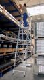 MUNK Podestleiter fahrbar mit schmaler Traverse 14 Stufen-small