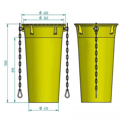 Schuttrutschen-Set gelb mit Trichter, Halterung und 7 Rohren bis 5,5mm Wandstärke 8m