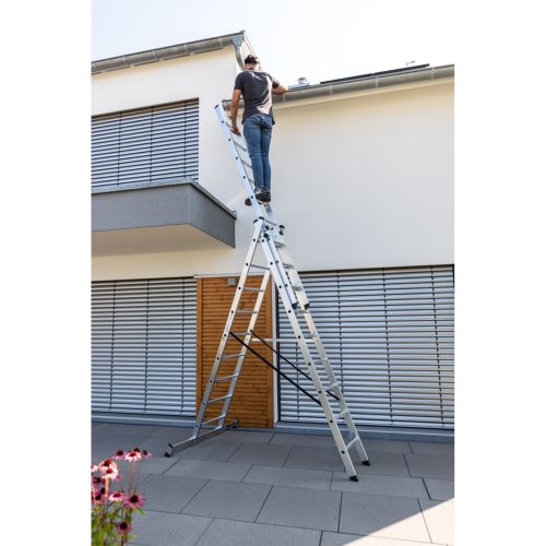 MUNK Mehrzweckleiter mit Nivello® Traverse 3x11 Sprossen